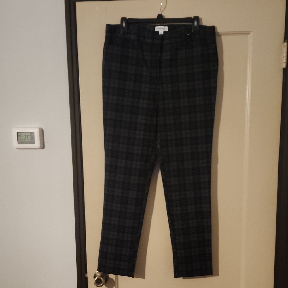 Calvin Klein Women's Black Plaid Straight Leg Pants